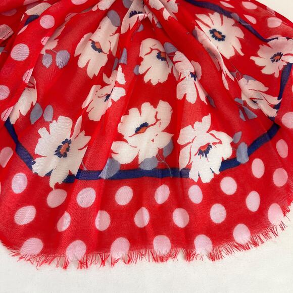 KATE SPADE Scarf Ponderosa Red Springtime Floral Oblong Lightweight - Picture 4 of 8